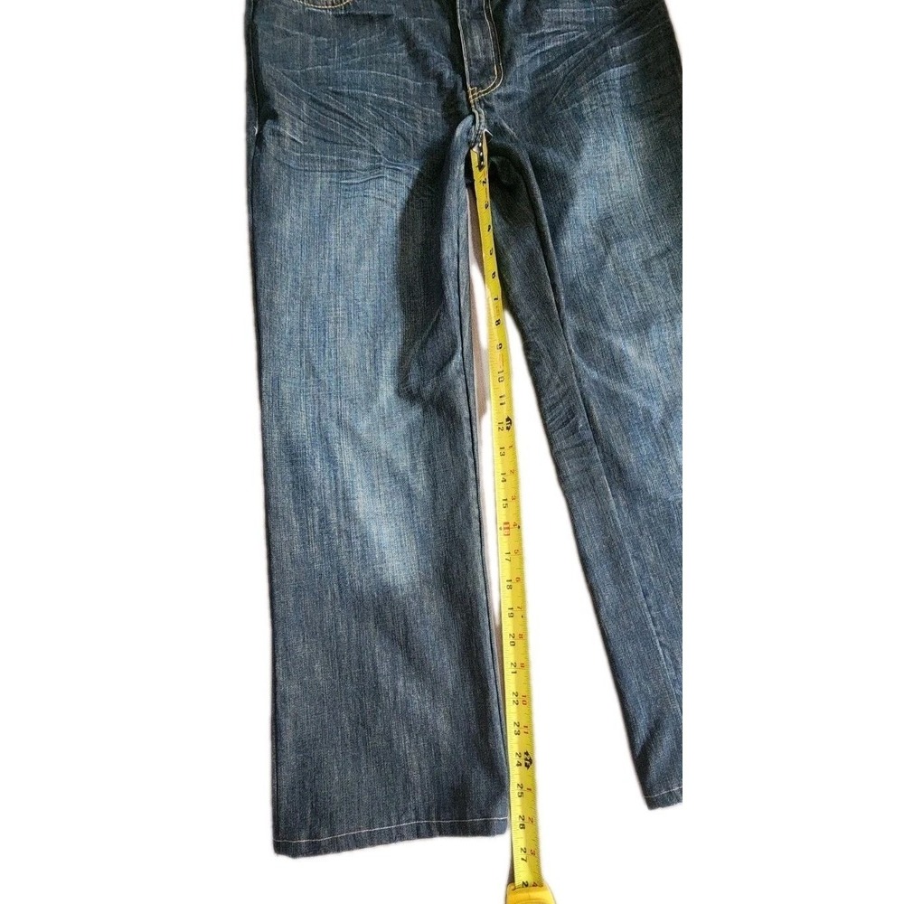 Kenneth Cole JEANS Men's 32‎ X30 Dark Wash Denim With Fading. Model Is 5.8"150 - Picture 5 of 11